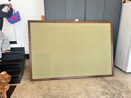 Large Wood Framed Fabric Bulletin Board