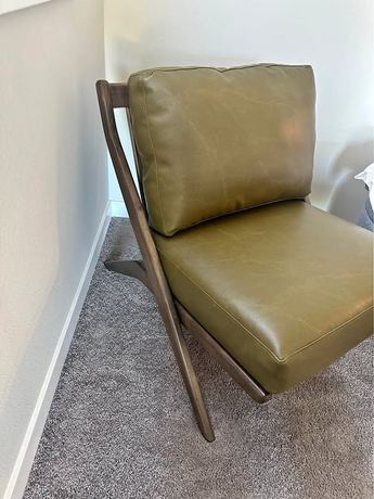 Mid-Century Modern Olive Green Polyester Accent Chair