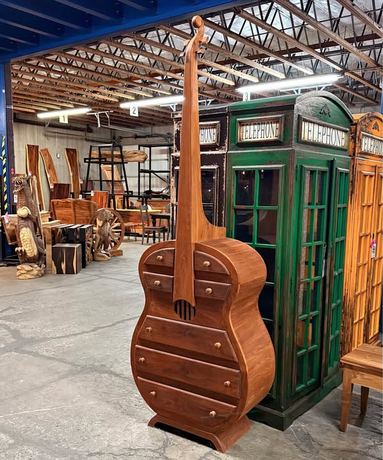 Solid Teak Wood Cello Dresser Storage Cabinet