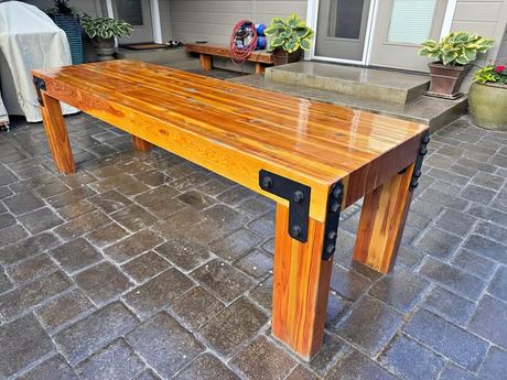 Two custom made outdoor tables. Solid wood.
