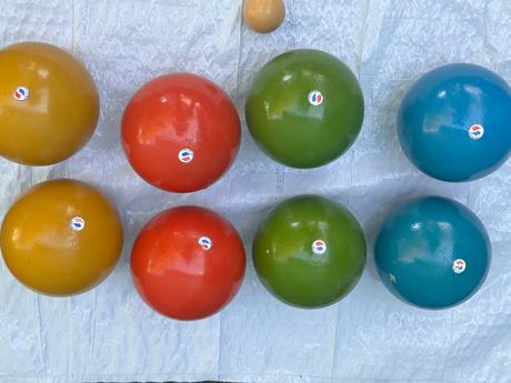 Vintage Italian Wood Bocce Ball Set