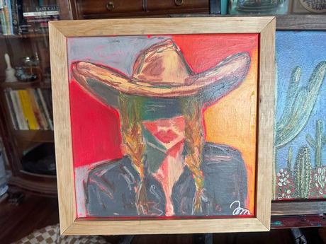 Original Cowgirl Portrait Oil Painting Local Joshua Tree Artist