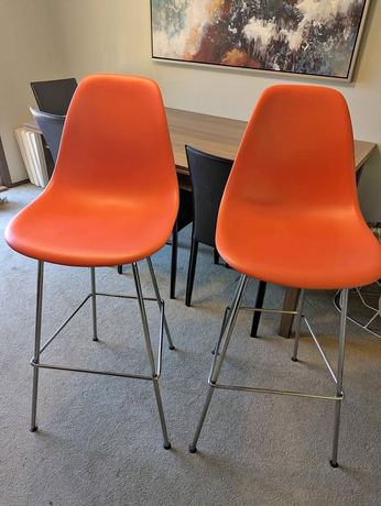 Authentic Herman Miller Eames Bar Stools - Orange