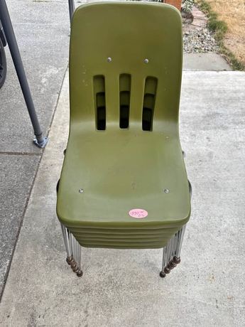 6 Vintage olive green mid-century chairs