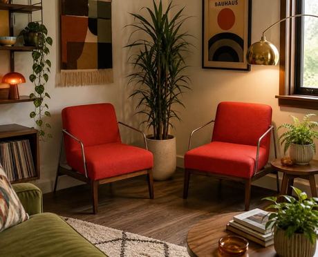 Orange Pair of Keilhauer Designer Lounge Chairs