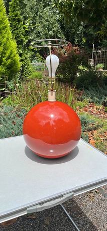 MCM vintage red/orange ceramic table lamp
