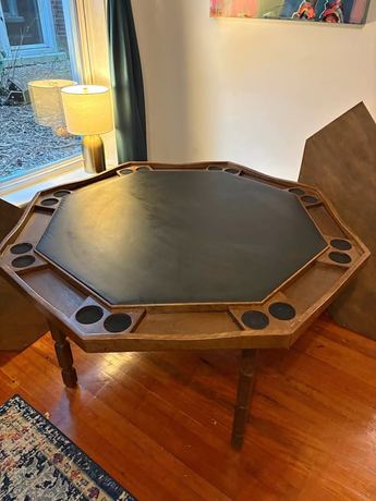8-Player Poker Table with Custom Wood Dining Top – 53” – $500 OBO